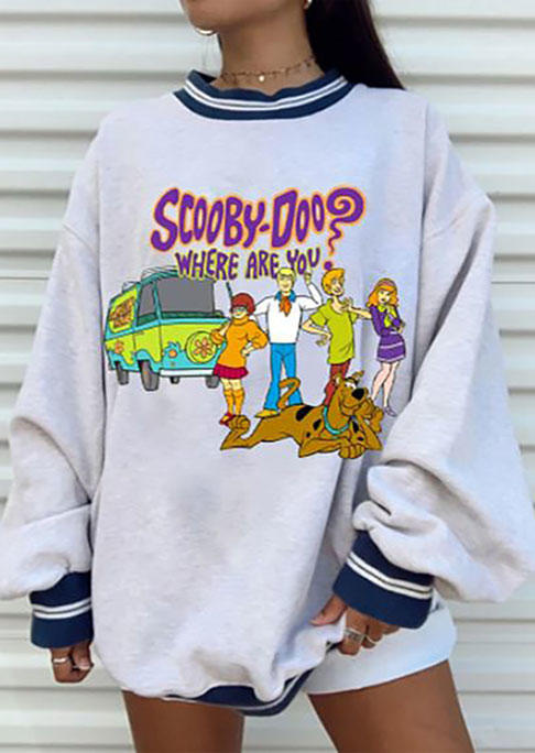 

Sweatshirts Scooby Doo Cartoon Long Sleeve Sweatshirt in Light Grey. Size