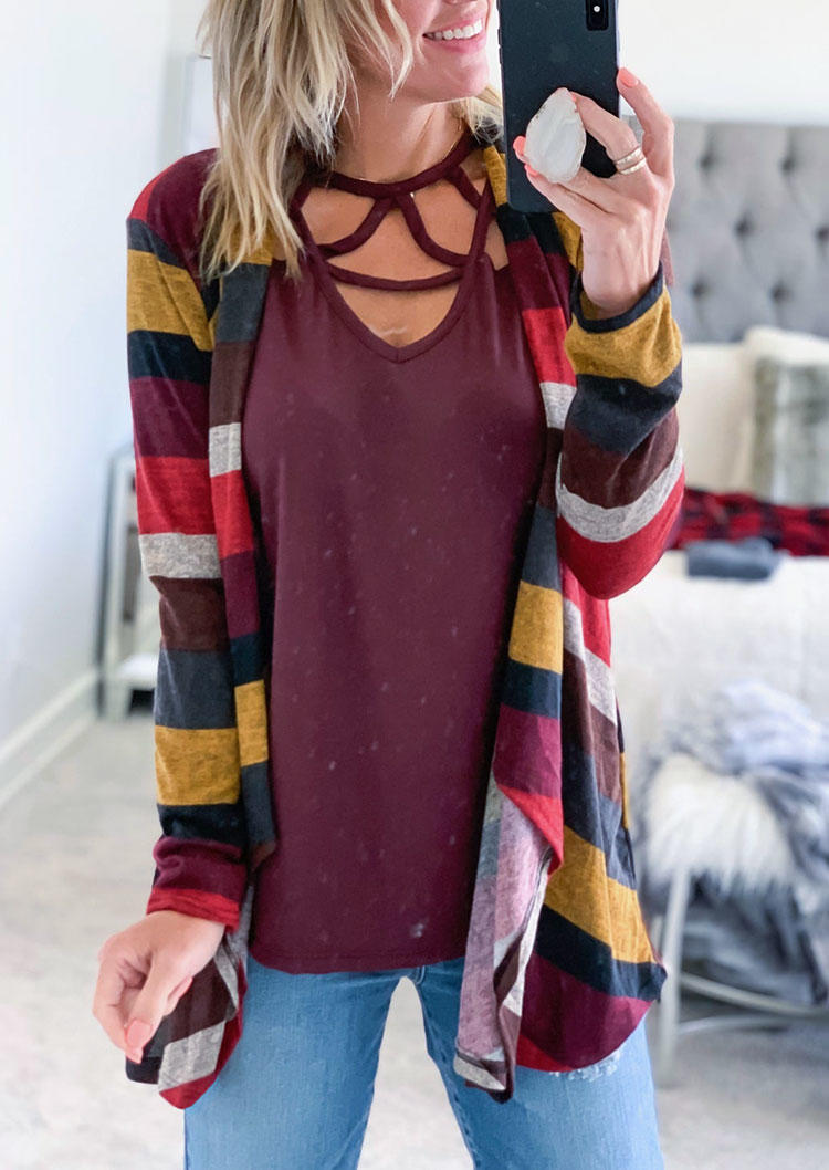 

Cardigans Colorful Striped Long Sleeve Cardigan in Multicolor. Size: ,M,L