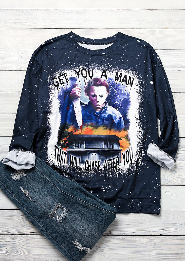 

Sweatshirts Horror Movie Character Sweatshirt in Navy Blue. Size: ,M,XL
