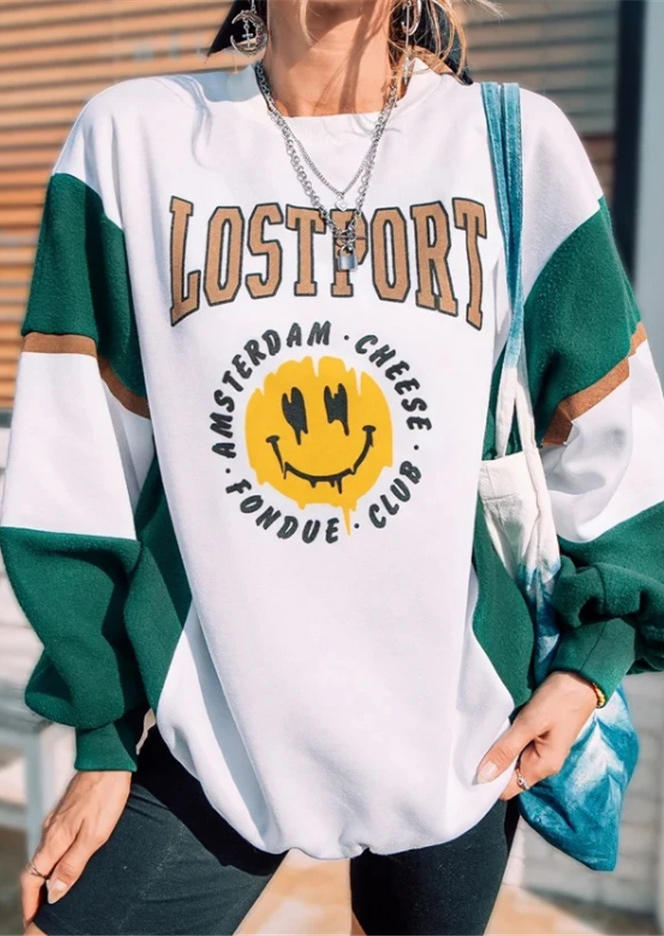 

Sweatshirts Lostport Smiley Long Sleeve Sweatshirt in White. Size: ,M,L,XL