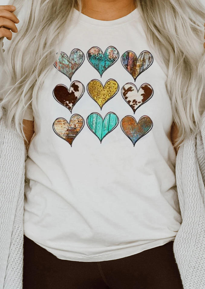

T-shirts Tees Western Heart Short Sleeve T-Shirt Tee in White. Size: ,M,L,XL