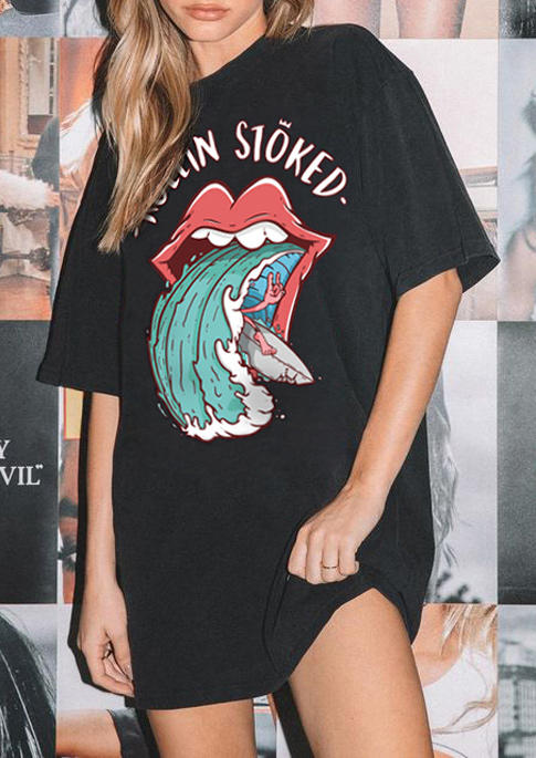 

T-shirts Tees Lips Short Sleeve O-Neck T-Shirt Tee in Black. Size: ,M,L