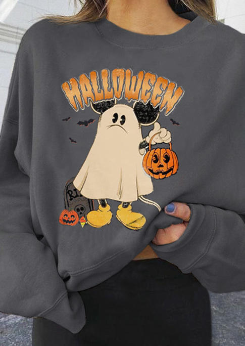 

Sweatshirts Halloween Ghost Pumpkin Pullover Sweatshirt in Gray. Size: ,M,L,XL