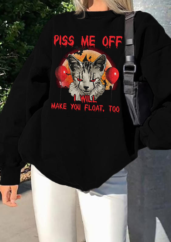 

Sweatshirts Halloween Horror Cat Pullover Sweatshirt in Black. Size: ,M,L,XL
