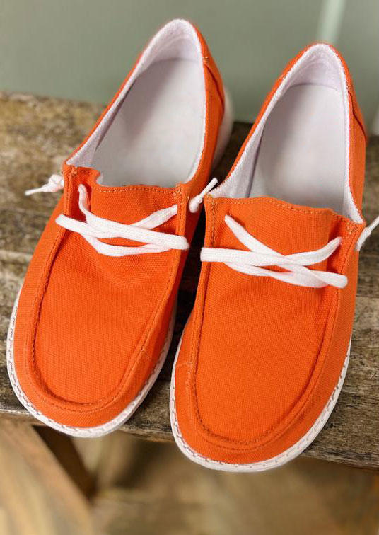 Slip On Flat Canvas Sneakers - Orange