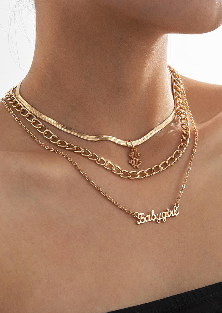 

Necklaces Babygirl Multi-Layered Pendant Necklace in Gold. Size