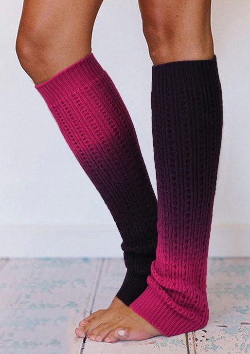 

Knee-High Socks Gradient Knitted Leg Warmers Socks in Purple,Light Blue. Size