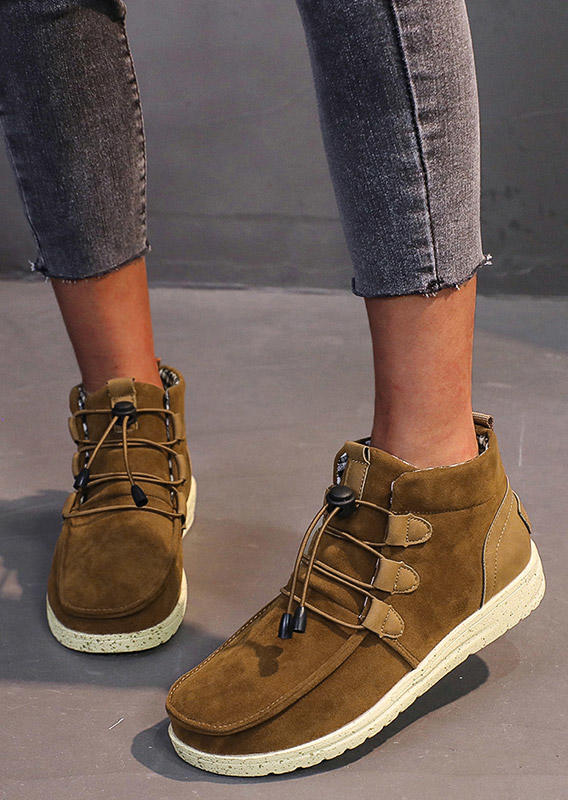 

Boots Warm Lace Up Ankle Martin Boots in Brown. Size: ,38