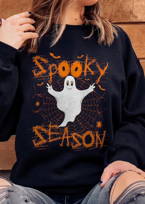 

Sweatshirts Halloween Spooky Season Ghost Pullover Sweatshirt in Black. Size: ,M,L,XL