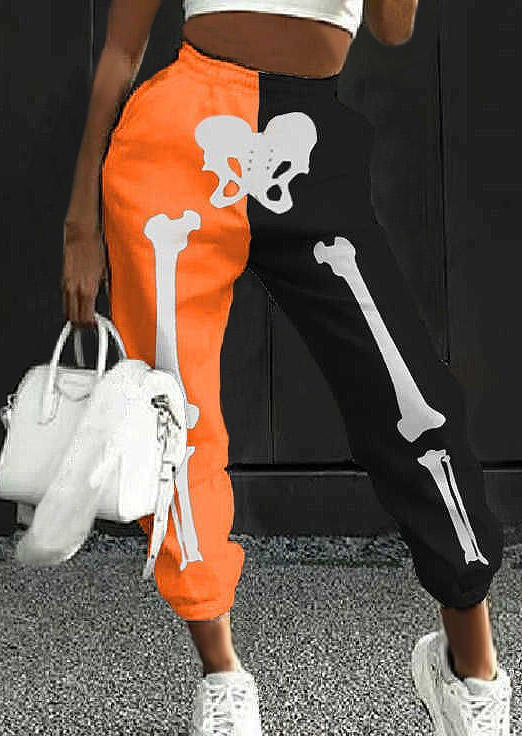 

Pants Halloween Skeleton Color Block Activewear Sweatpants in Black. Size: ,M