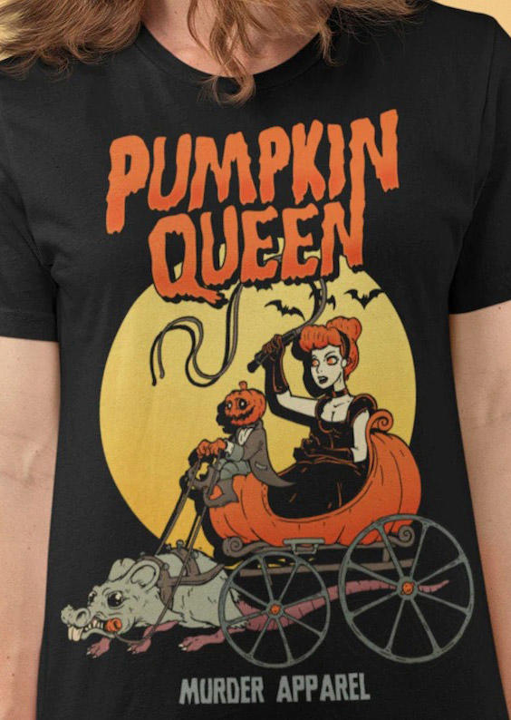 

T-shirts Tees Halloween Pumpkin Queen T-Shirt Tee in Black. Size: ,M,L,XL