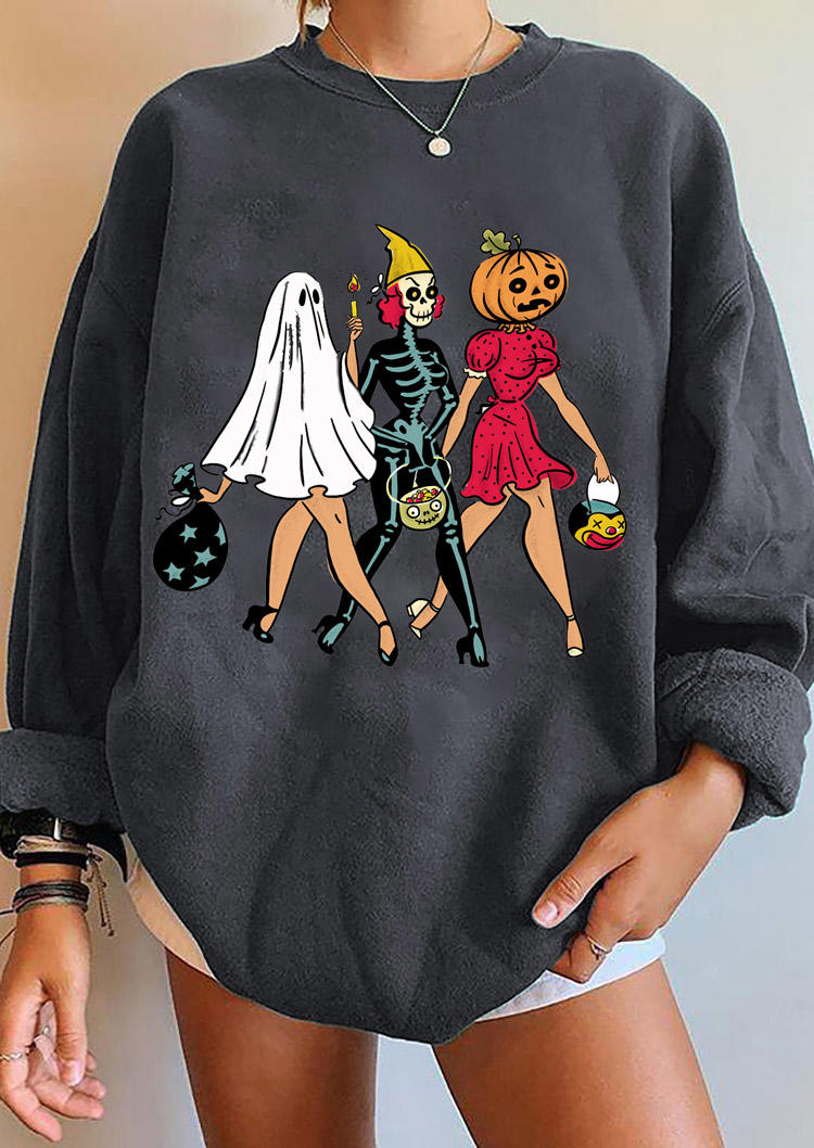 

Sweatshirts Pumpkin Face Skeleton Star Sweatshirt - Dark Grey in Gray. Size