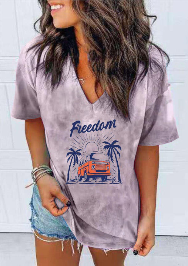 

T-shirts Tees Freedom Palm Tree Tie Dye T-Shirt Tee in Purple. Size: ,M,L,XL