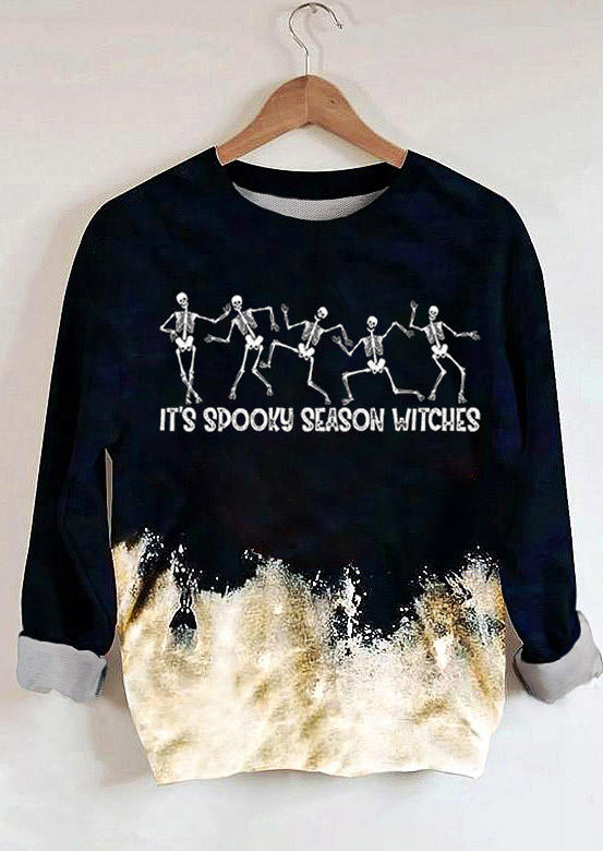 

Sweatshirts Halloween Skeleton It's Spooky Season Witches Sweatshirt in Black. Size: S,M,L