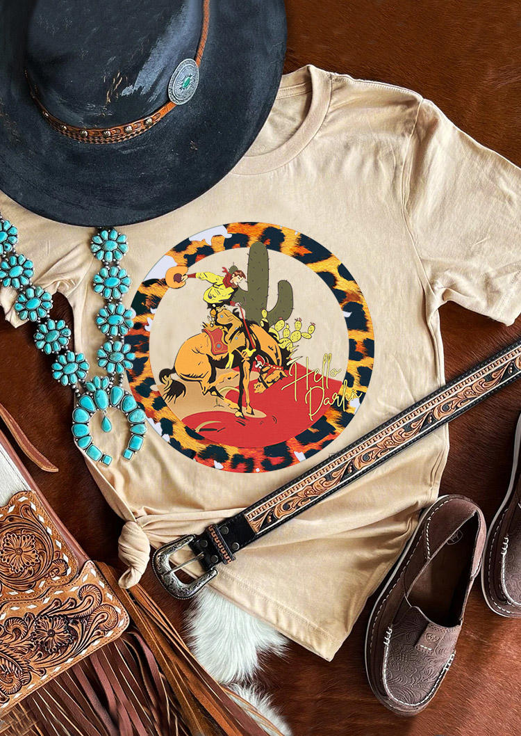 

T-shirts Tees Hello Darlin Leopard Cactus T-Shirt Tee in Apricot. Size