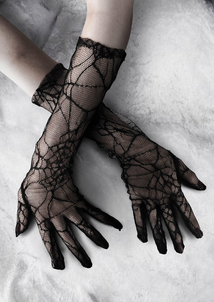 

Gloves Halloween Spider Web Fingerless Gloves in Pattern2. Size