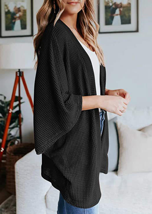 

Cardigans Batwing Sleeve Open Front Cardigan in Black. Size