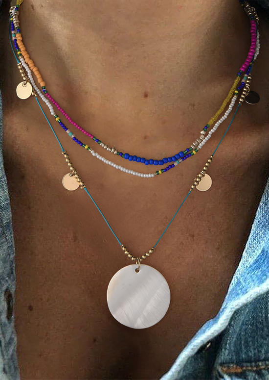 

Necklaces Bohemian Beading Multi-Layered Necklace in Multicolor. Size