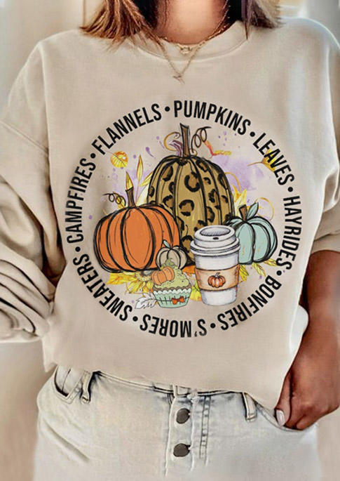 

Sweatshirts Thanksgiving Leopard Pumpkin Pullover Sweatshirt in Apricot. Size: ,M,L,XL