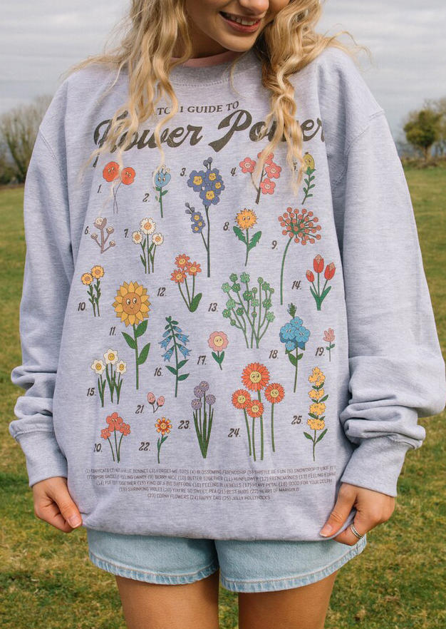 

Sweatshirts Flower Power Pullover Sweatshirt in Gray. Size: ,M,L,XL