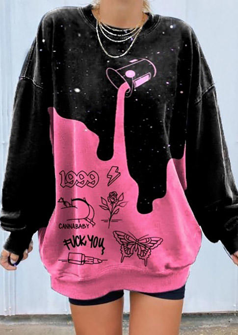

Sweatshirts Butterfly Floral Drop Shoulder Pullover Sweatshirt in Black. Size: ,M,L,XL