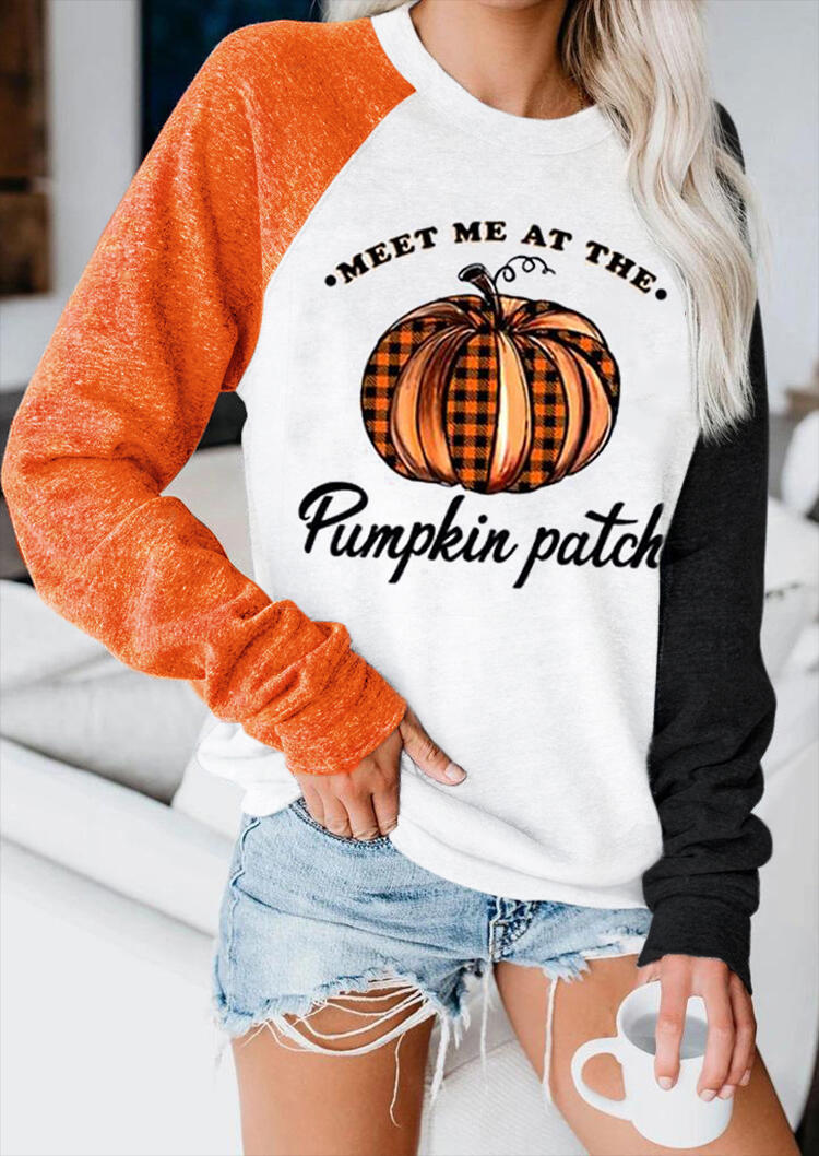 Sweatshirts Plaid Meet Me At The Pumpkin Patch Sweatshirt in Multicolor. Size: S