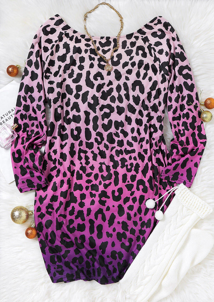 Leopard Gradient Criss-Cross Open Back Mini Dress