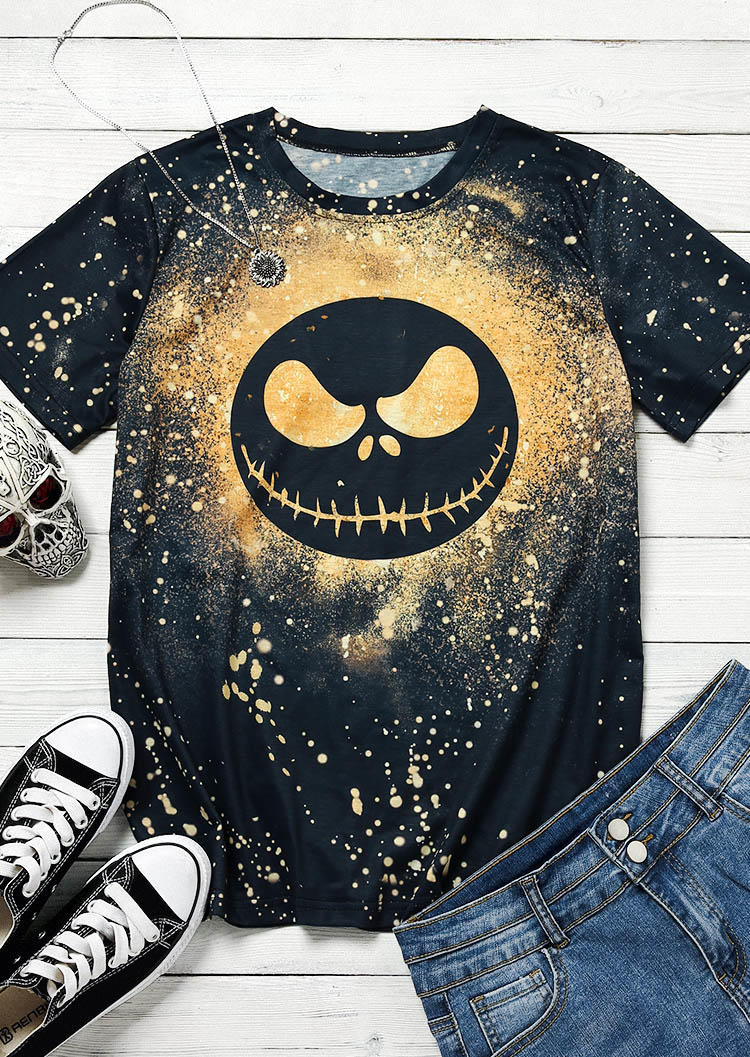 

T-shirts Tees Spooky Jack Vibes Bleach T-Shirt Tee in Dark Grey. Size: ,XL