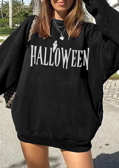 

Sweatshirts Halloween Ghost Long Sleeve Pullover Sweatshirt in Black. Size: ,M,L,XL