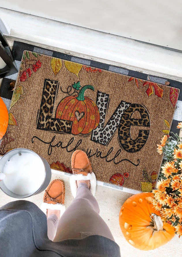 

Thanksgiving Happy Fall Y'all Leopard Pumpkin Carpet in Pattern1. Size