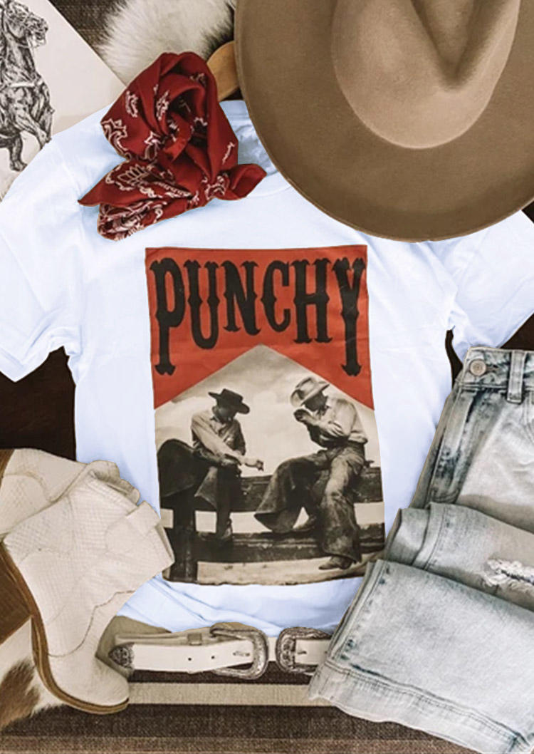 

T-shirts Tees Punchy Western Cowboy T-Shirt Tee in White. Size