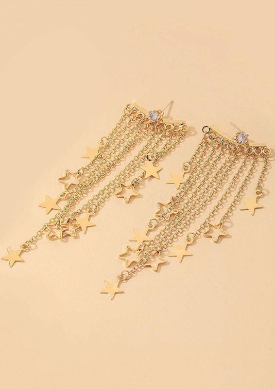 

Earrings Star Tassel Alloy Stud Earrings in Gold. Size