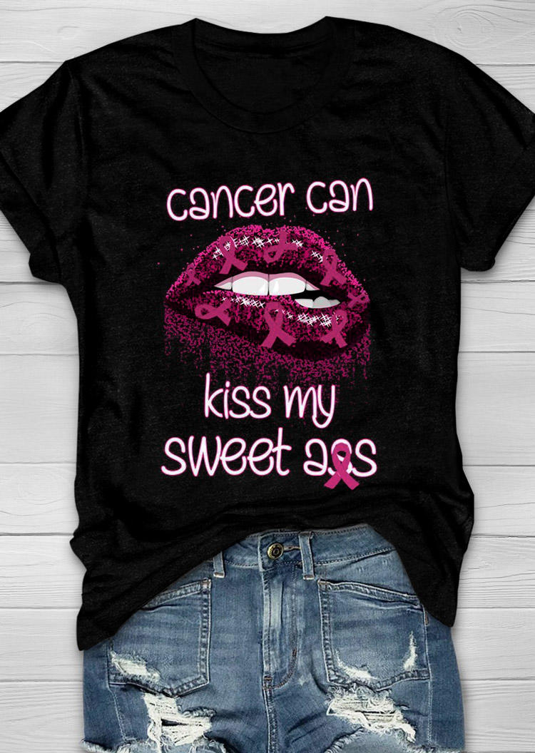 

T-shirts Tees Cancer Can Kiss Lips T-Shirt Tee in Black. Size