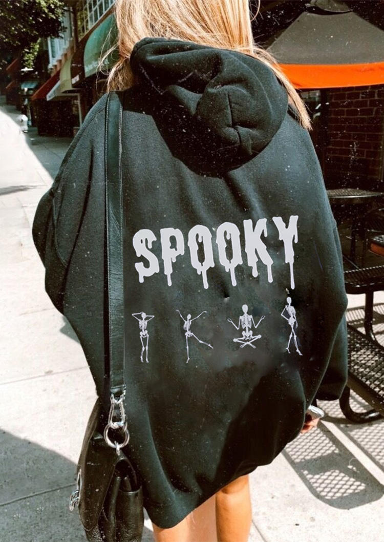 

Hoodies Halloween Spooky Skeleton Pullover Hoodie in Black. Size: ,M,L,XL
