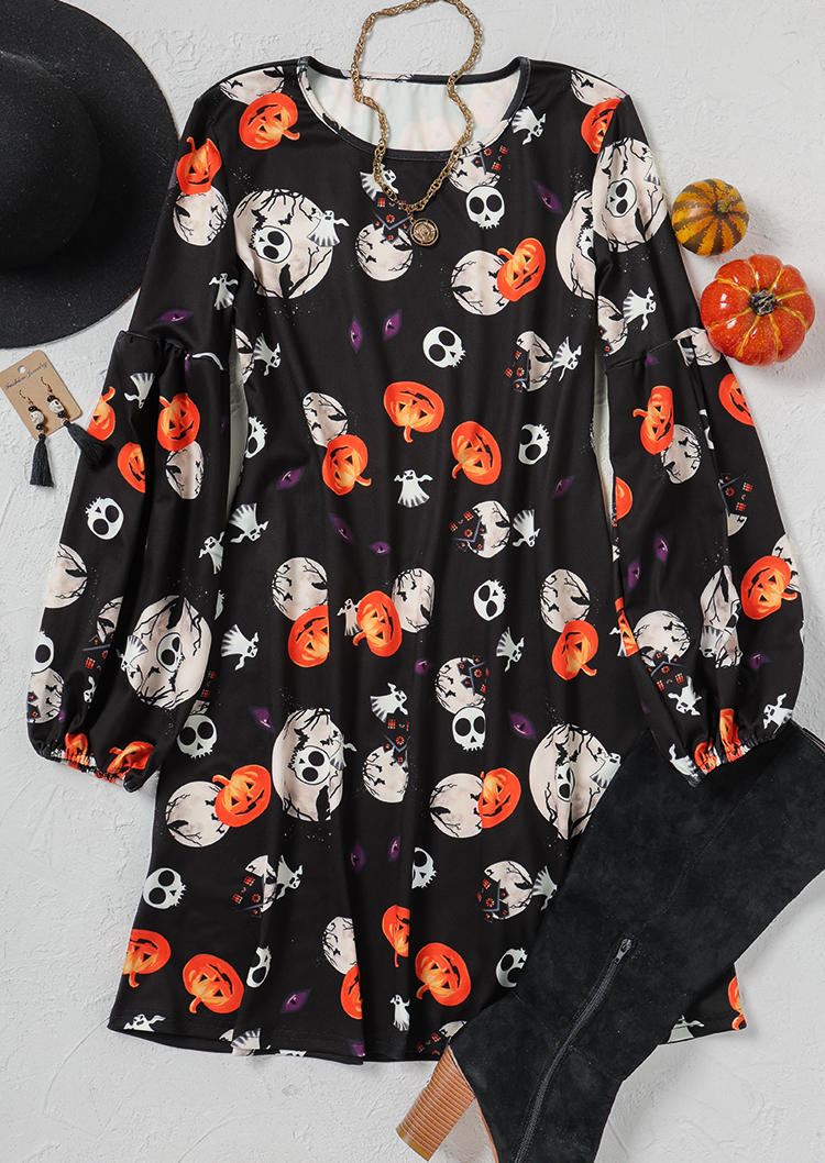 

Mini Dresses Pumpkin Skull Ghost Mini Dress in Black. Size: L,M,,XL