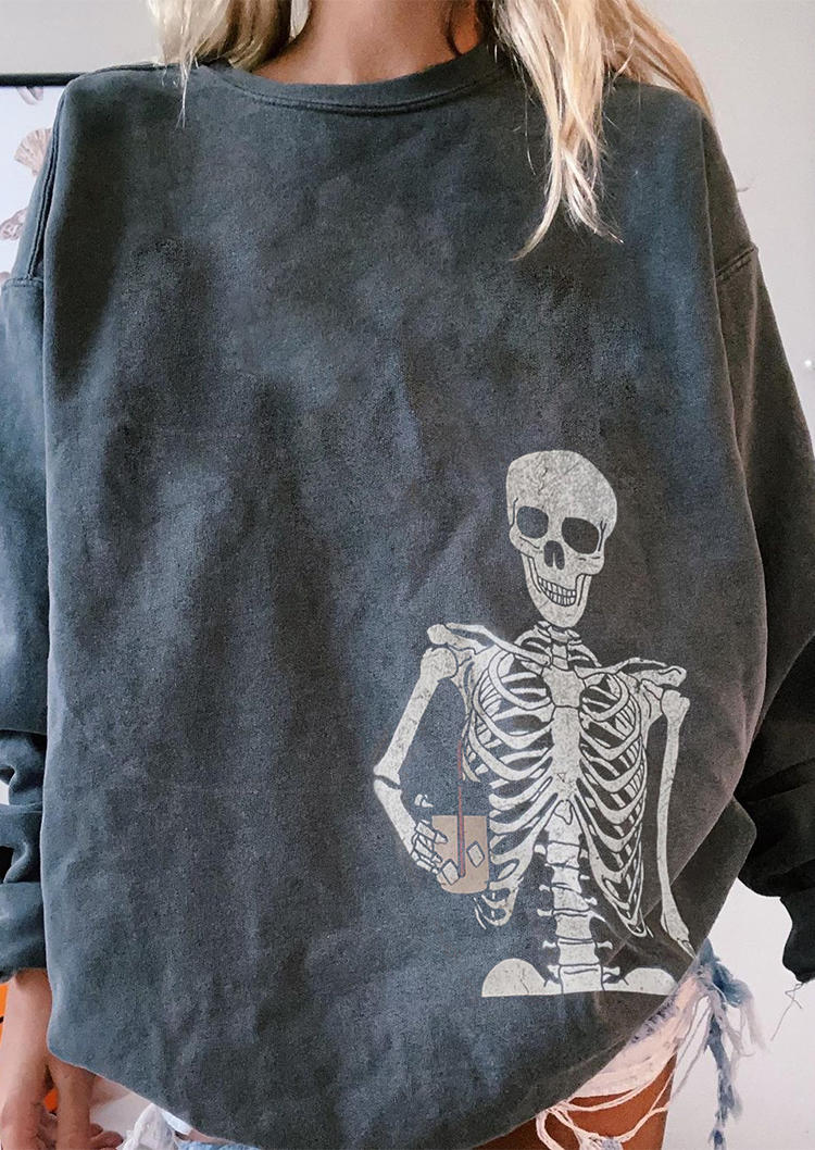 

Sweatshirts Skeleton Ice Coffee Sweatshirt in Dark Grey. Size: ,M,L,XL