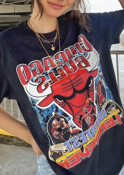 

T-shirts Tees Chicago Bulls Graphic O-Neck T-Shirt Tee in Black. Size: ,M,L,XL