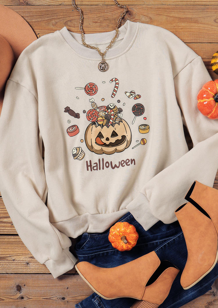 

Sweatshirts Halloween Pumpkin Candy Pullover Sweatshirt in Beige. Size: ,L,XL