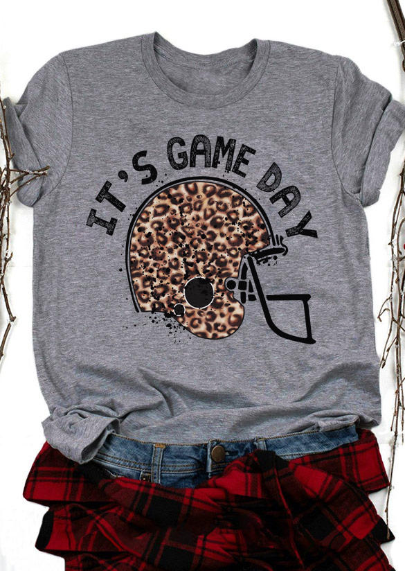 

T-shirts Tees It' Game Day Football Leopard T-Shirt Tee in Gray. Size