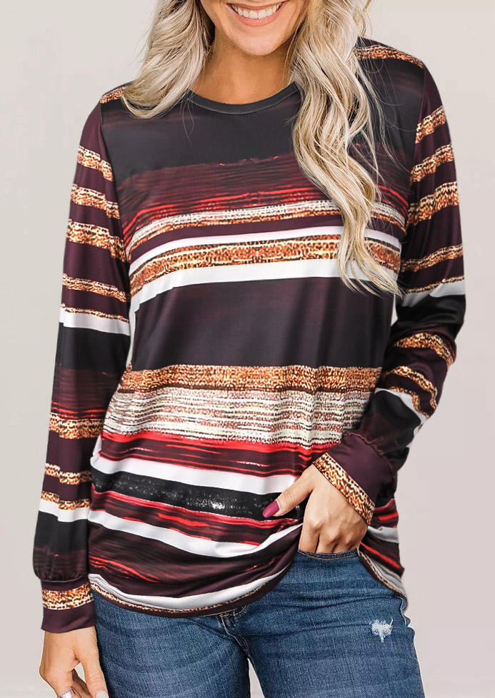 

Blouses Colorful Striped Long Sleeve Casual Blouse in Multicolor. Size