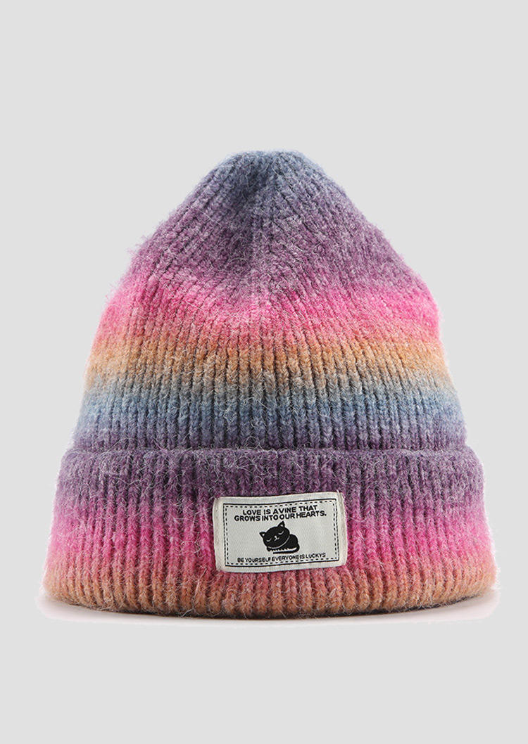 

Hats Gradient Knitted Warm Beanie Hat in Plum. Size