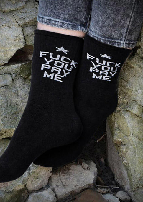 

Crew Socks You Pay Me Star Graphic Casual Socks in Black. Size