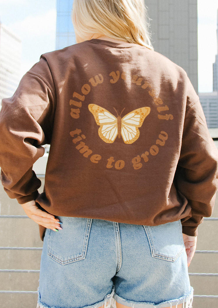 

Sweatshirts Time To Grow Butterfly Sweatshirt in Brown. Size: ,M,L,XL