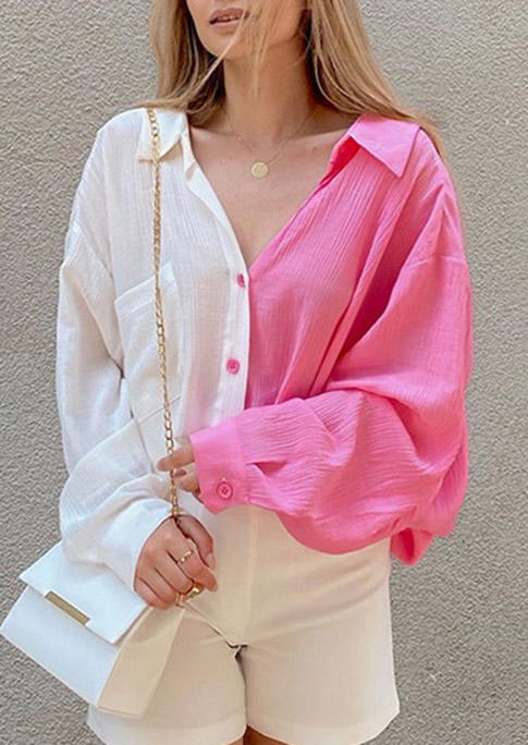 

Shirts Color Block Pocket Button Shirt in White. Size: ,M,L,XL