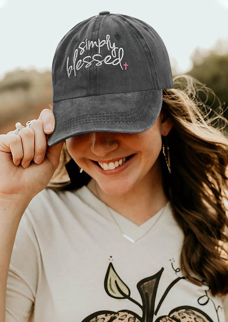 

Hats Simply Blessed Cross Baseball Cap in Dark Grey. Size