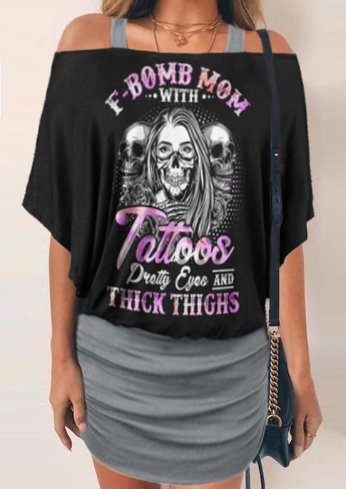 

Mini Dresses Halloween Skull F-Bomb Mom Tattoos Thick Thighs Mini Dress in Black. Size: ,M,L,XL