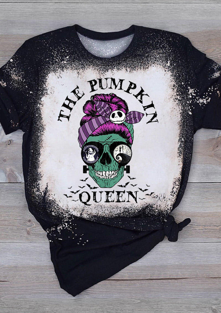 

T-shirts Tees The Pumpkin Queen Bleached Skull T-Shirt Tee in Black. Size: ,M,L,XL