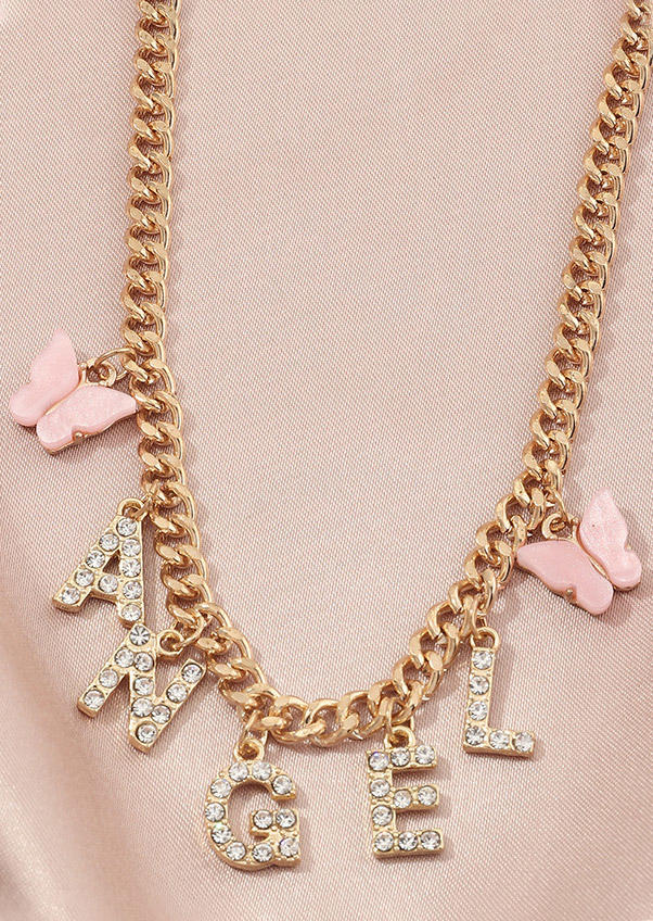 

Necklaces Angel Butterfly Rhinestone Pendant Necklace in Gold. Size