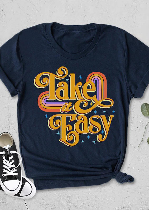 

T-shirts Tees Take It Easy Rainbow T-Shirt Tee in Navy Blue. Size: ,M,L,XL
