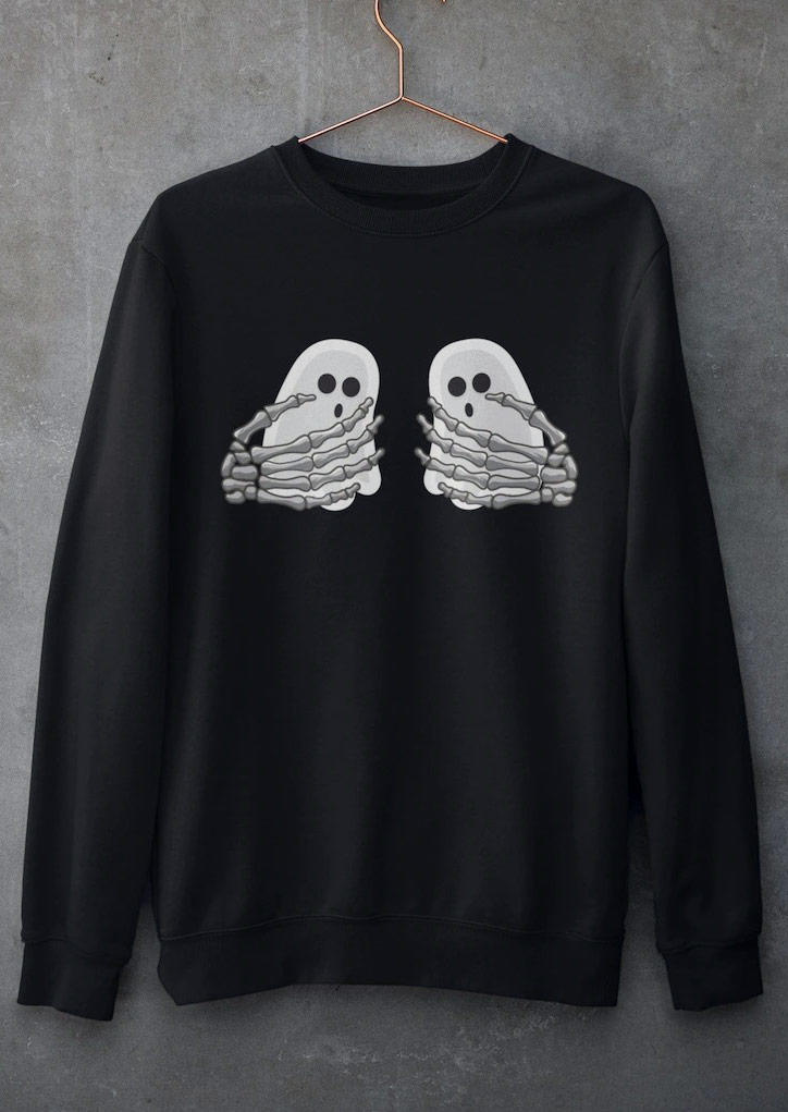 

Sweatshirts Halloween Skeleton Hand Ghost Sweatshirt in Black. Size: ,M,L,XL